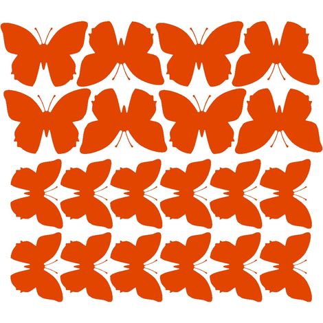 Pegatinas de pared de mariposas grandes, 20 unidades, color naranja brillante.