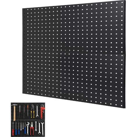 Pegboard Panel - Round Holes - Black, 24x12 Inch, Set of 2 - for Workshop, Garage, DIY (1/5)