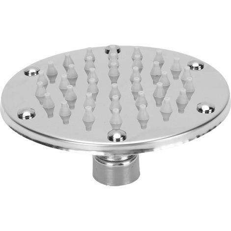 Soffione doccia universale cromato da 4 pollici, con un singolo getto fisso per il bagno, anti-intasamento. (1/5)