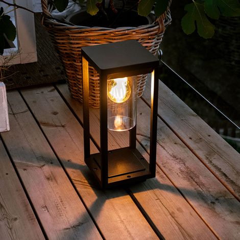 Außen Steh Lampe Garten Beleuchtung ALU Laterne Retro Hof Balkon Terrassen Deko Tisch Leuchte schwarz (1/5)