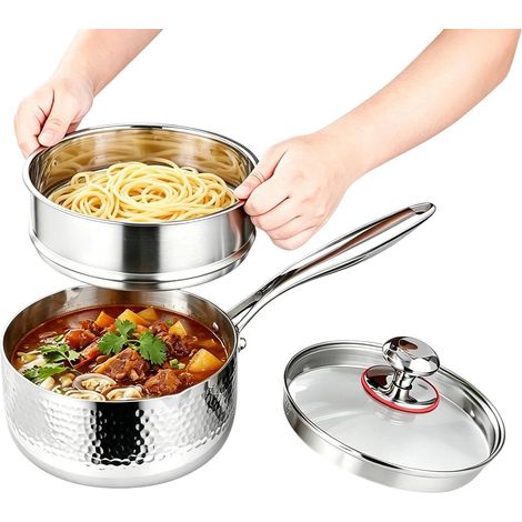 Saucier Anti-Adhésive Sans Revêtement Avec Couvercle Et Bec Verseur Petite Casserole Vapeur Pour Cuisiner Cuisine et Salle à Manger Cuisson Poêle à Frire Mijoter Bouillir Soupe et (1/5)