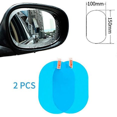 Lot de 2 films protecteurs transparents anti-pluie et imperméables pour rétroviseurs de voiture (100 x 150 mm). Accessoires auto. (1/4)