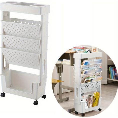 Étagère de rangement mobile à 5 niveaux, étagère utilitaire, organiseur de livres monté sur bureau, bibliothèque de classe, utilisation multi-scènes (1/5)