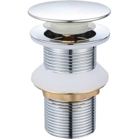 Bonde de Lavabo Pop-up sans Trop-plein, Vidage Clapet Push Open Pour Lavabo en Laiton, Chromé (1/3)