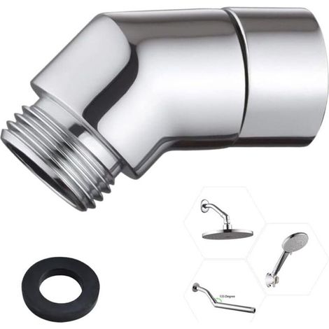 Adaptateur de pommeau de douche orientable à 135° en laiton chromé, raccord fileté 1/2″ pour flexible de douche (1/5)