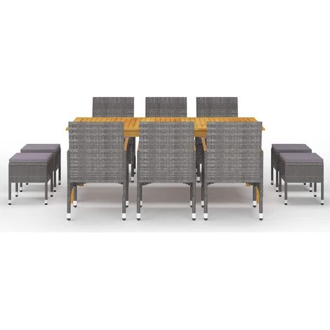 Maison Exclusive - 11-tlg. Garten-Essgruppe Grau
