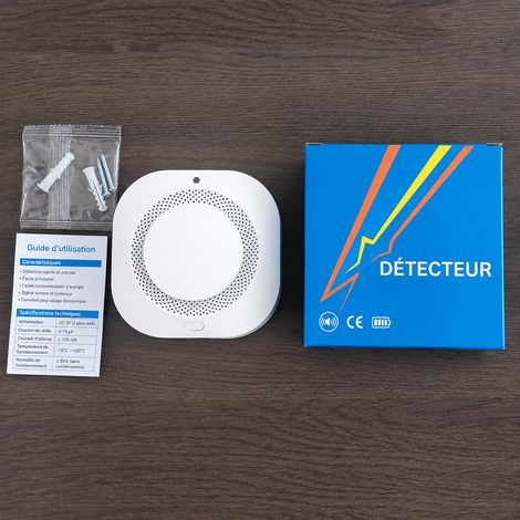 Détecteur de fumée sans fil 433 MHz avec pile alarme sonore ≥90 dB intérieur blanc réf 4827 11,5 × 11,5 × 5,5 cm 230 g – Livraison gratuite (1/4)