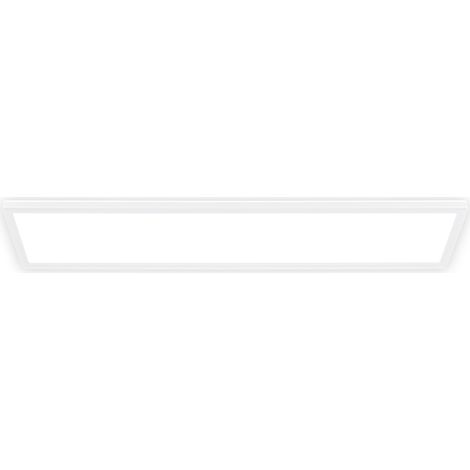 Plafonnier LED plat avec éclairage indirect, lumière blanc neutre, protection IP44, plafonnier salle de bain, lustre cuisine, lustre salon, 98 x 20 x 3 cm, blanc (1/5)