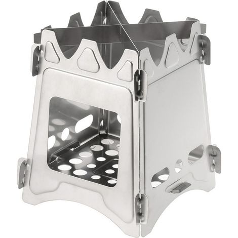 Lixada Kompakter klappbarer Holzofen für Outdoor Camping Kochen Picknick,S, Edelstahl (1/5)
