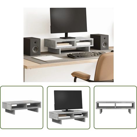 vidaXL Support de moniteur gris béton 50x27x15 cm bois d'ingénierie (1/5)