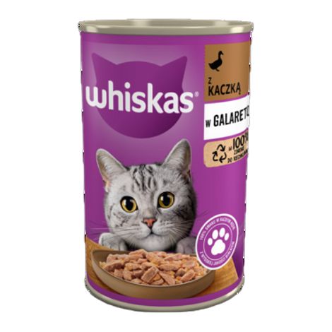 WHISKAS Adult mit Ente in Gelee - Nassfutter für Katzen - 24 x 400 g
