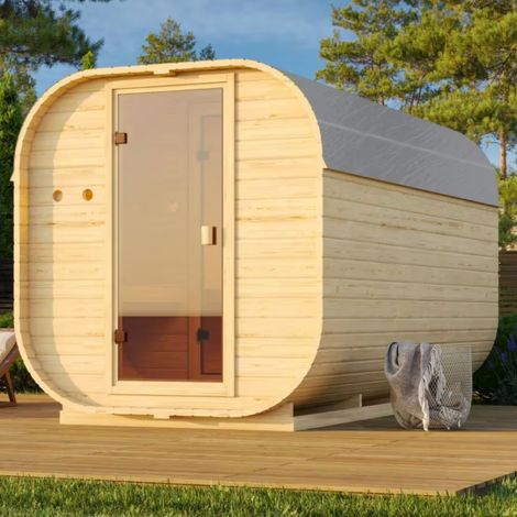 Sauna Extérieur Tonneau Quadro 3 Karibu 4 Places Poêle 9kW (1/5)