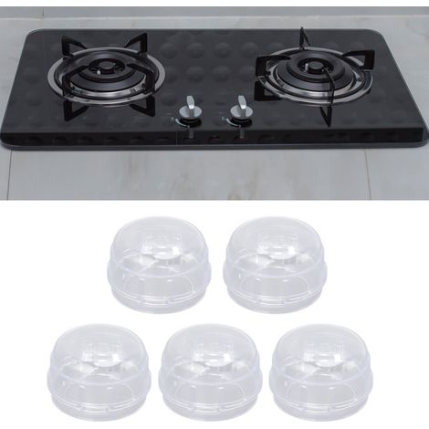 Couvercle de protection pour bouton de cuisinière à gaz, résistant à l'huile et à l'épreuve des enfants, couvercle de sécurité pour interrupteur de cuisinière, blanc transparent. (1/5)
