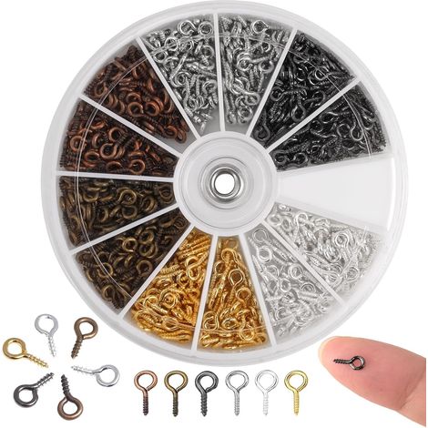 600 Pièces Vis à Œillets, 4 x 8mm Mini Crochet a Visser, Crochets à Oeil (1/5)