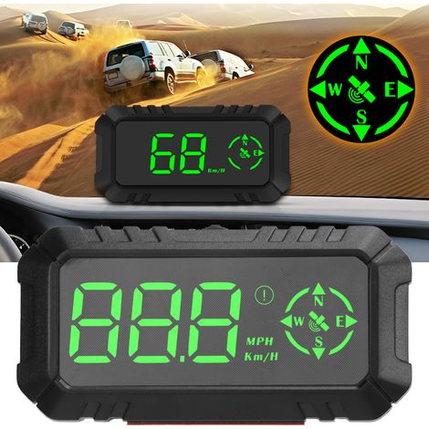 Affichage tête haute universel pour automobile (HUD) avec compteur de vitesse, odomètre, boussole, GPS et affichage numérique (G7) (1/5)