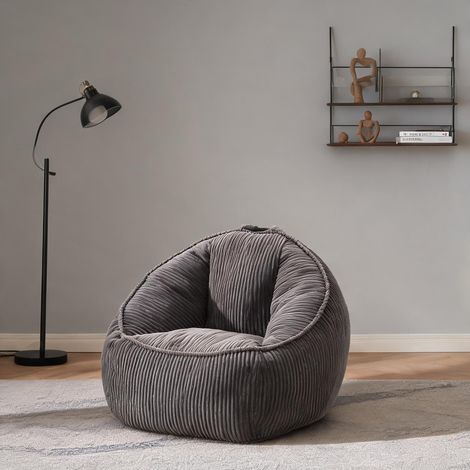 Pouf poire en tissu corduroy gris pour enfant 69 x 72 x 51 cm (1/5)