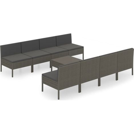 Maison Exclusive - 9-tlg. Garten-Lounge-Set mit Auflagen Poly Rat