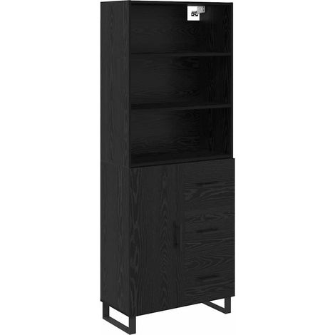 Maison Exclusive - Aparador alto con cajón 2 pcs Roble Negro Made