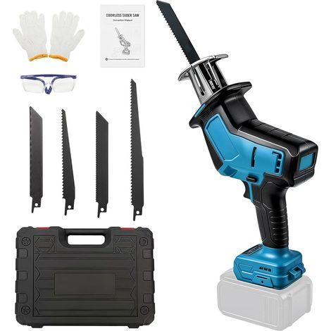 Akku Säbelsäge 4000SPM kompatibel mit Makita 18V Akku (ohne Batterie), bürstenlose Säbelsäge, mit 4 Sägeblättern und Kunststoffkoffer, zum Schneiden von Holz und PVC (1/5)