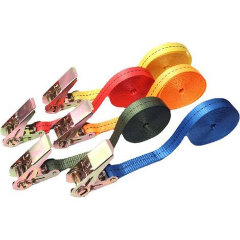 Sangles à cliquet Sangles d'arrimage robustes, SANS crochet, Sangles d'arrimage en nylon de 20 pieds pour marchandises pour motos, marchandises, bagages, camions (1/5)