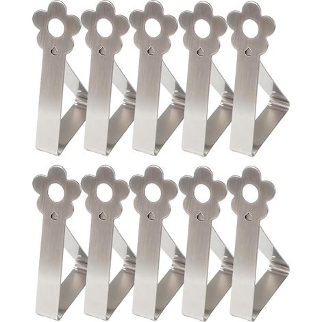 (10 Pièces) Pince Nappe Exterieur, Pince Nappe, Design Fleuri Réglable Acier Inoxydable, Pique-Nique Jardin Mariage Cuisine Fête (1/5)