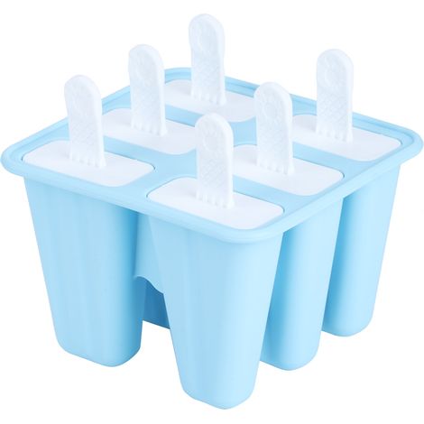 Lot de 6 moules à glace bleus réutilisables, ustensile de cuisine DIY pour fabrication maison de crème glacée. (1/5)