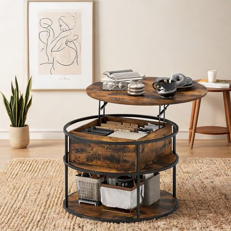 Table basse coloris marron en bois 80 x 80 x 61,5 cm (1/5)