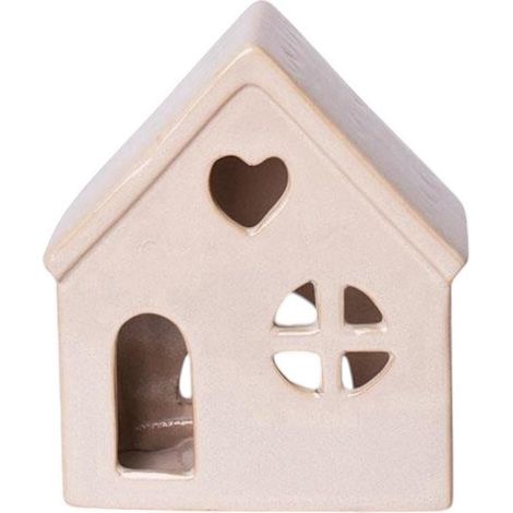 House Tealight Holder - Ceramic - L15 x W9 x H17 cm - Cream