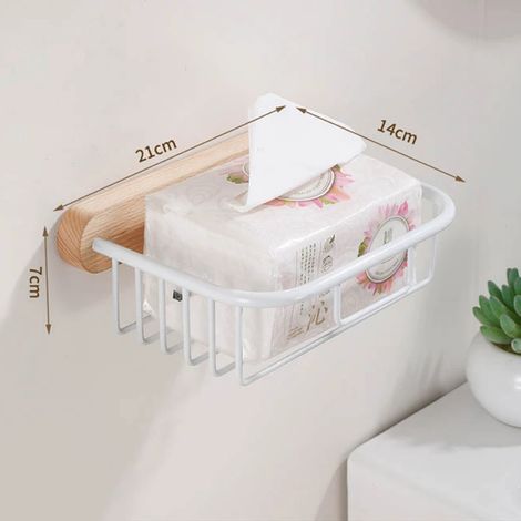 Porte-serviettes en hêtre sans perçage, étagère de salle de bain, fixation murale, organisateur de rangement pour toilettes, porte-serviettes de bain, accessoires de salle de bain (1/5)