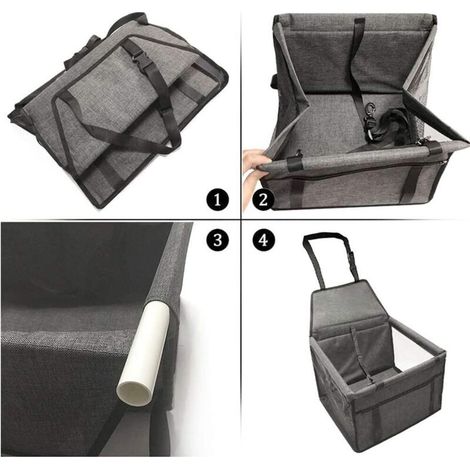 Siège d'auto de Voiture pour Les Chiens ou Chats, Panier Sac Transport étanche avec Ceinture de Sécurité de Voyage (grey) (1/5)