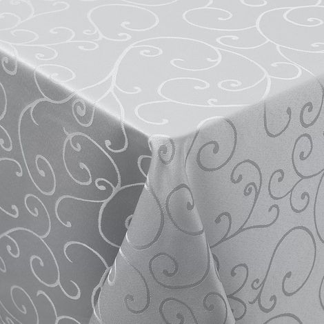 Nappe Rectangulaire Jacquard 140 x 100 cm Nappe de Table Anti-Taches Lavable Nappe Exterieur pour Manger, Jardin, Mariage - Gris (1/5)
