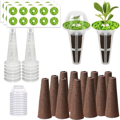 Éponges de croissance pour hydroponie - Comprend 12 éponges de croissance, 12 paniers de croissance - 66 pièces Éponge de remplacement pour plantes (1/5)