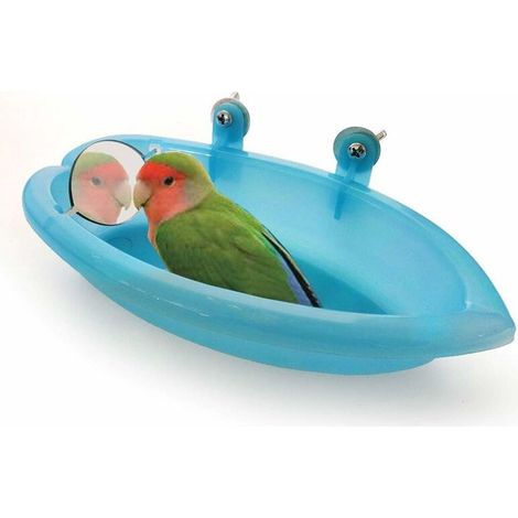 Baignoire pour perroquet AIDUCHO, baignoire avec miroir pour cage à oiseaux, accessoires de bain, miroir de douche, boîte pour cage à oiseaux, petits jouets pour cage à oiseaux