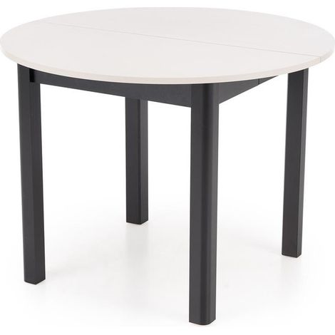 Table à manger ronde 100 cm extensible beige et noir CARENE (1/5)