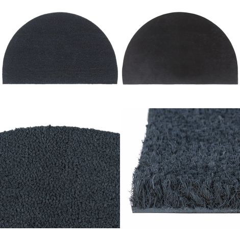 Fußmatte Dunkelgrau Halbrund 50x80 cm Kokosfaser Getuftet - Eingangsmatte - Türmatte