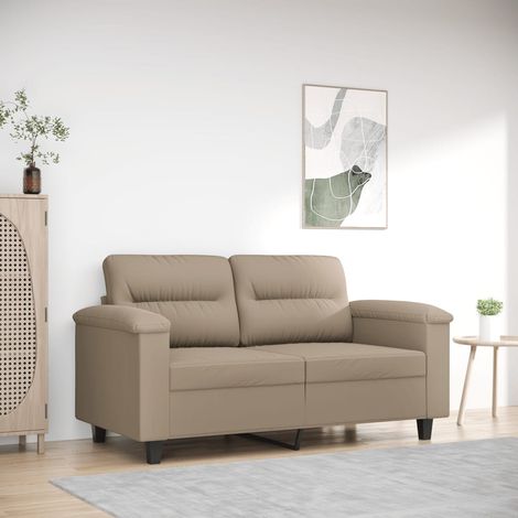 Sofá de 2 plazas de tela microfibra gris taupe 120 cm vidaXL (1/5)