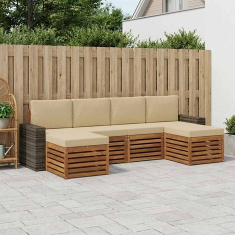 vidaXL Sofagarnituren 6 pcs Natur und Beige Massivholz Akazie (1/5)