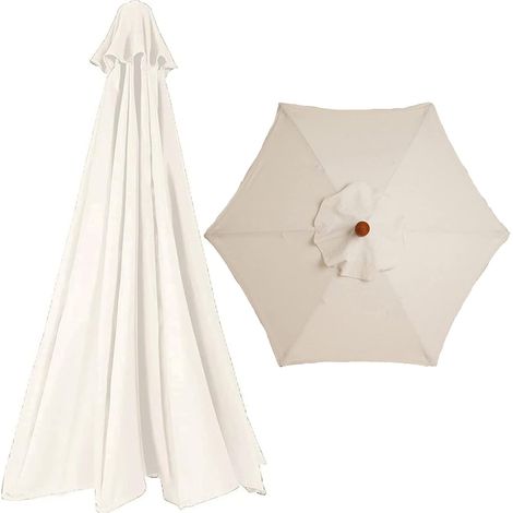 300cm Cover, 2.7m Cloth for Garden Patio Umbrella Replacement Parasol Canopy, Colors, (Color Khaki, Size : 300cm/9.8ft (6ribs) (1/5)