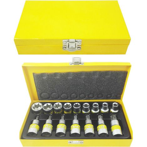 TrAdE Shop Traesio - Kit Chiavi A Bussola Torx Maschio E Femmina Helved Da 16pz Cromovanadio Hld10118 -