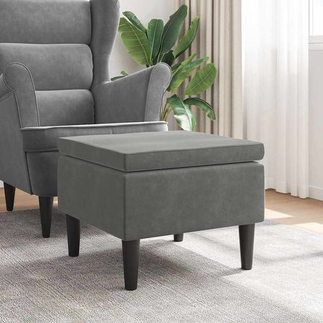 vidaXL Taburete con patas de madera terciopelo gris oscuro (1/5)
