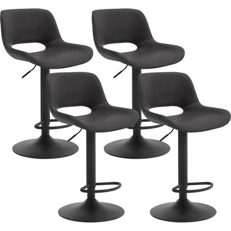 Woltu – Lot de 4 tabourets de bar pivotants 360° – Simili cuir vintage et métal – Hauteur réglable 63.5-84cm – Capacité 150kg – Design contemporain (1/5)