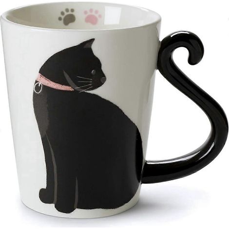 Mug en céramique blanche - forme animale, motif imprimé à la main (1/5)