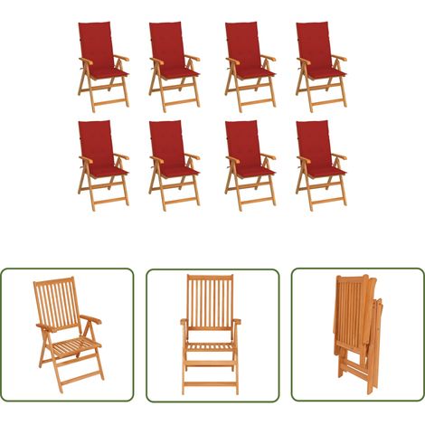 Maison Exclusive Verstellbare Gartenstühle mit Auflagen 8 Stk. (1/5)
