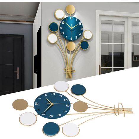 Horloge murale design Horloge murale design en fer et MDF pour salon grande taille 80x51 cm avec mécanisme silencieux (1/4)