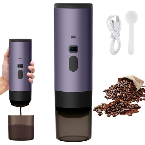 3 en 1 Machine à Café Multi Capsules, CafetièRe Portable, CafetièRes Expresso à Capsules Et Café Moulu, Machine à Expresso éLectrique, 15 Bar, Pour Bureau Voyage Camping Maison, pourpre