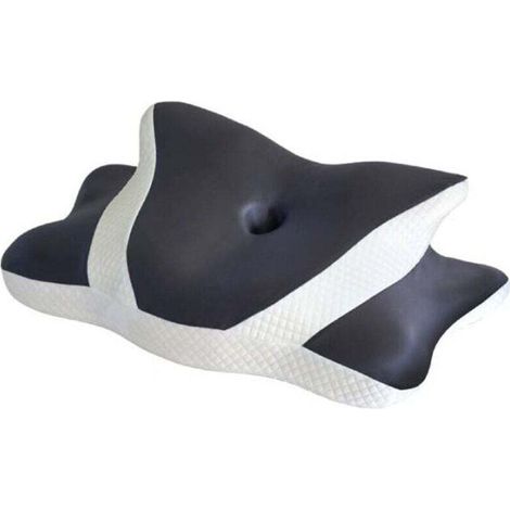 Oreiller cervical ergonomique 2 en 1 en mousse à mémoire de forme. oreiller orthopédique pour dormir sur le côté et sur le dos. oreiller papillon. 60 x 40 x 14 cm (gris foncé)