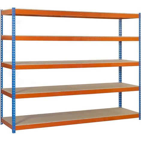Etagère metallique Simonrack ECOFORTE 1806-5 bleu/orange/bois 5 niveaux 2000x1800x600mm capacité 400kg par niveau