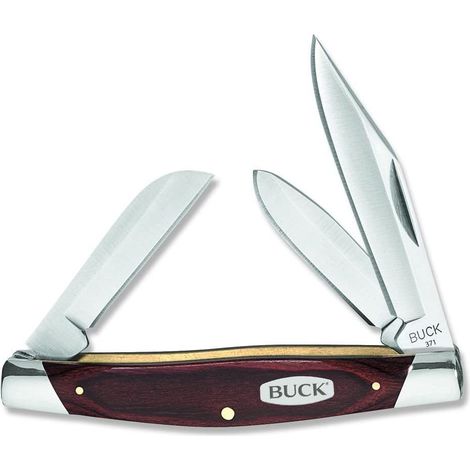 Buck Knives STE-0371BRS Navaja multiusos Stockman®, Woodgrain con Hoja de acero inoxidable 420HC, de 7.5cm con mango FRN de madera con virolas de alpaca . Clip, spey y pìe de oveja