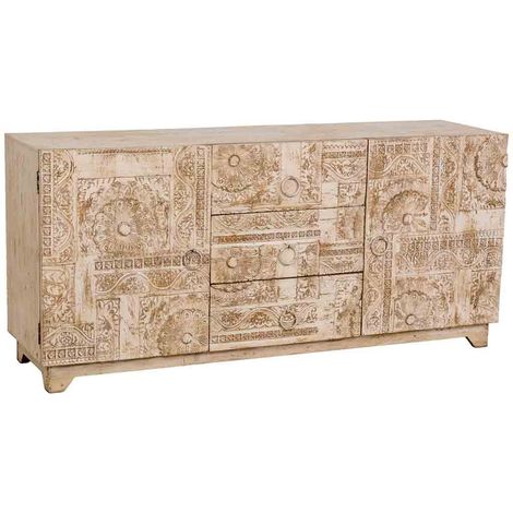 Aparador de madera blanco 165x45x76h cm