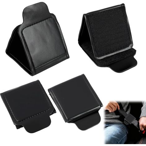 4 Pièces Ajusteur de Ceinture de Sécurité de Voiture Clip Ceinture de Sécurité Universel en Cuir PU Pince Ceinture de Sécurité pour Confort Épaule Cou pour Voitures SUVs Camions (1/5)